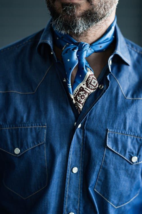 Elizabetta Bergamo - Hand Rolled Silk Neckerchief for Men in Blue at Nordstrom Product Image
