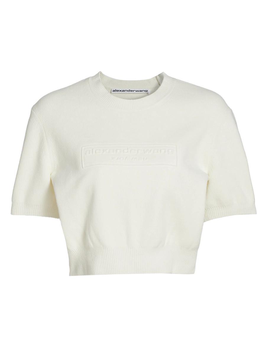 Womens Short-Sleeve Embossed Logo Sweater Product Image