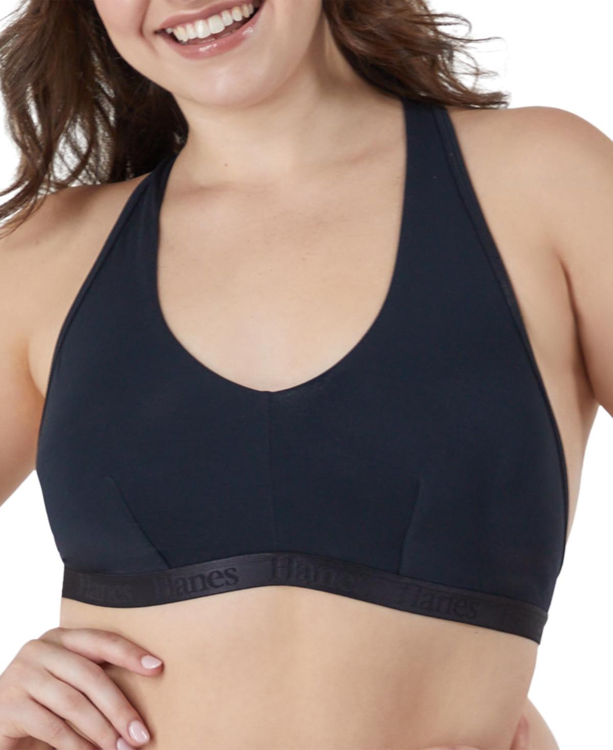 Women's Hanes Ultimate® Originals 2-Pack SuperSoft Racerback Bralette DUS201, Size: XL, Black White Product Image