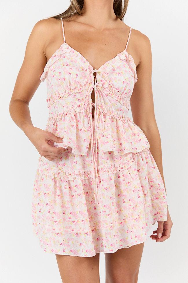 What It Takes Pink Multi Floral Ruffle Tank and Skirt Set SALE Product Image
