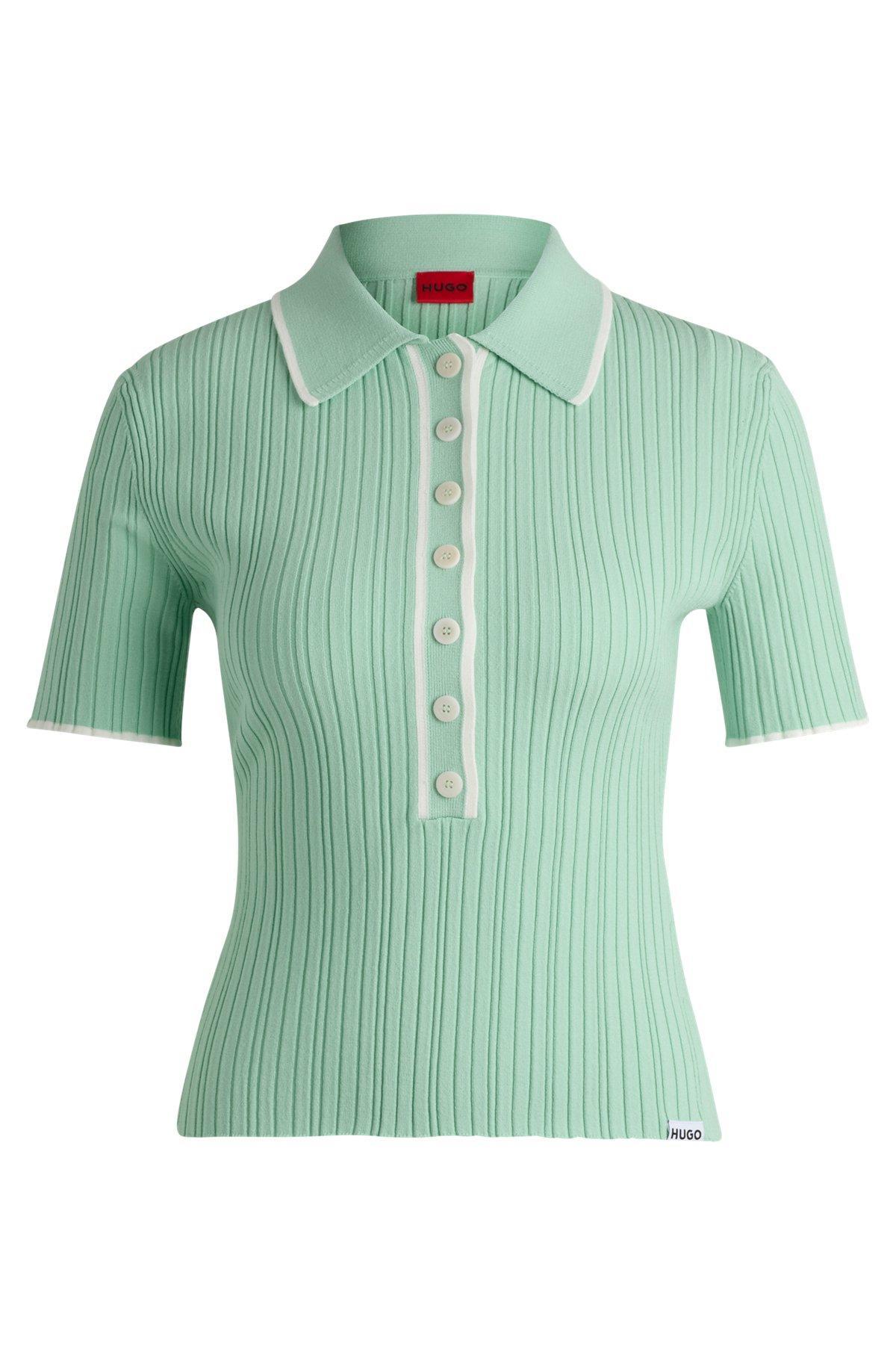 Slim-fit knit polo top Product Image