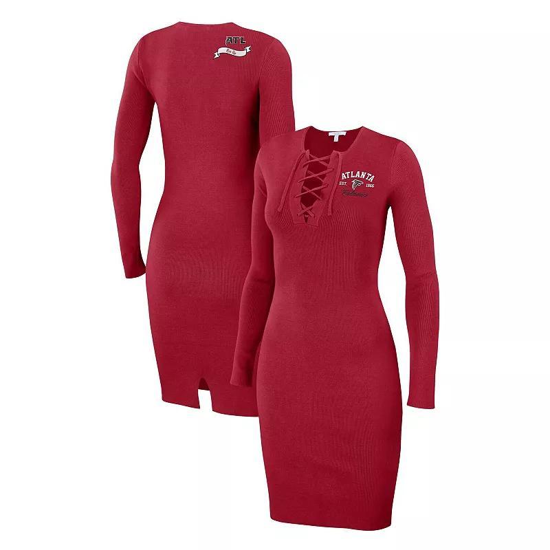 Women's WEAR by Erin Andrews Navy Chicago Bears Lace Up Long Sleeve Dress, Size: XL, Blue Product Image