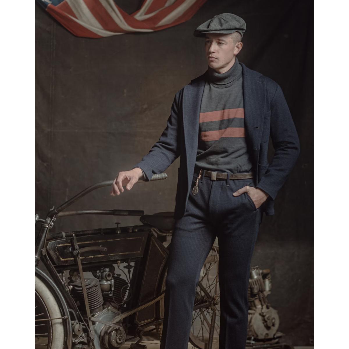 Unconstructed Jacquard-Knit Sport Coat Navy Multi Product Image