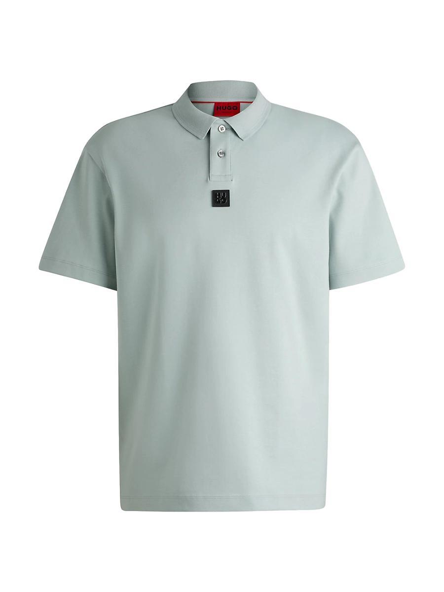Mens Interlock-Cotton Polo Shirt with Stacked Logo Product Image