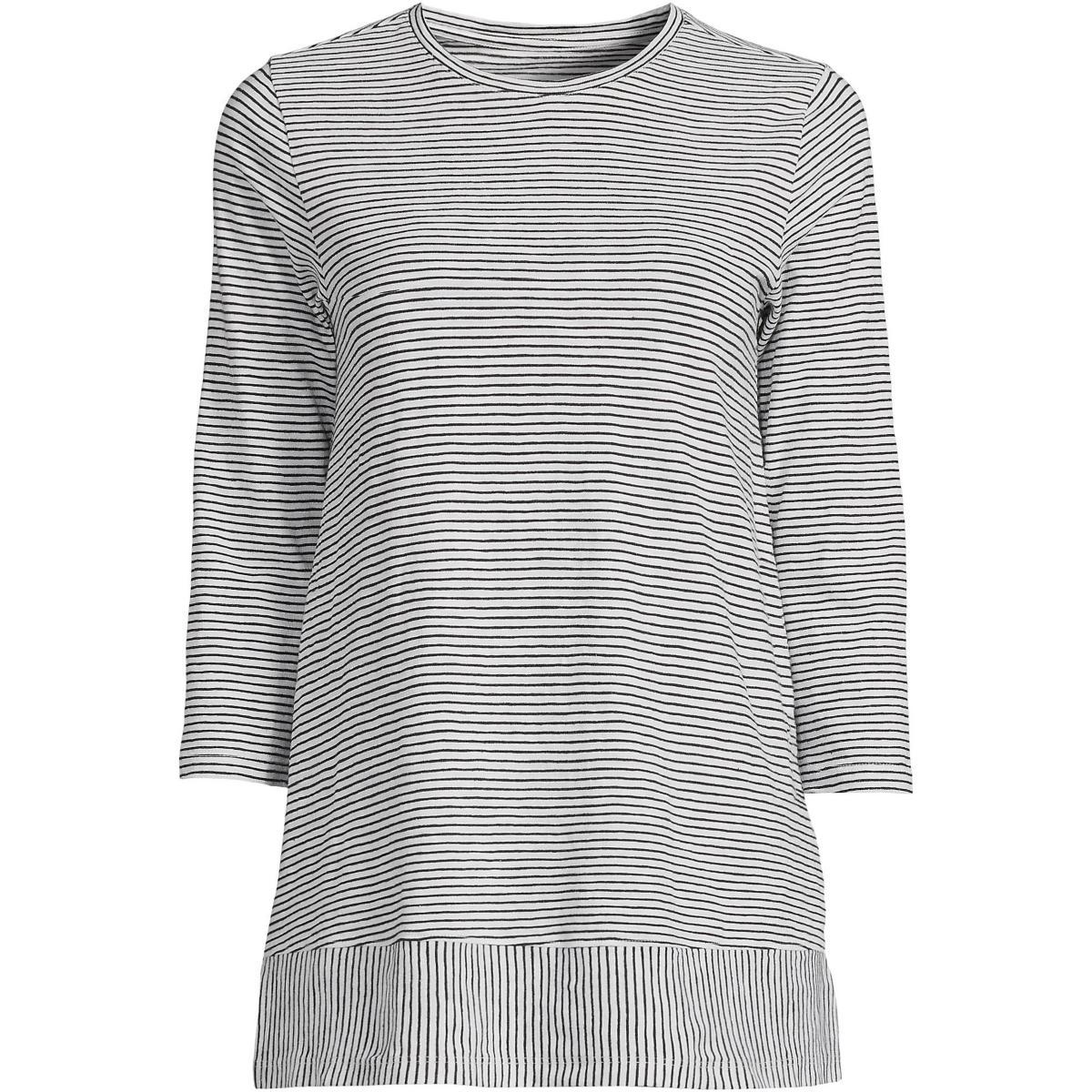 Women's Lands' End Slub Jersey Swing Tunic, Size: XS, White Black Stripe Product Image