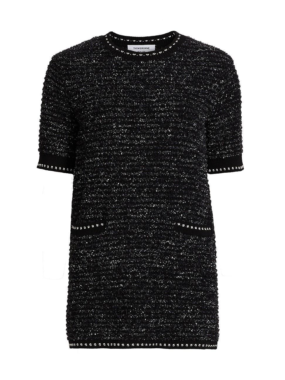 Womens Metallic Eyelash Tweed Minidress Product Image