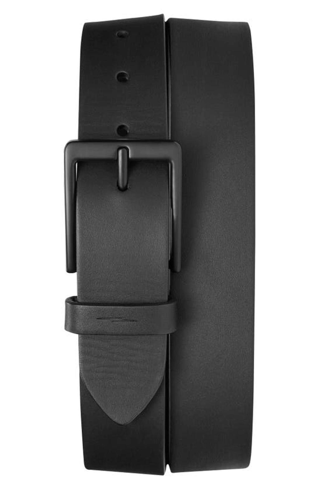 SHINOLA Men's Lightning Bolt Keeper Leather Belt, Black Product Image