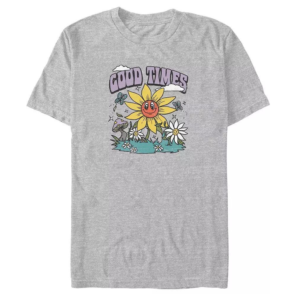 Big & Tall Good Times Happy Flowers Graphic Tee, Men's, Size: XXL Tall, Athletic Grey Product Image