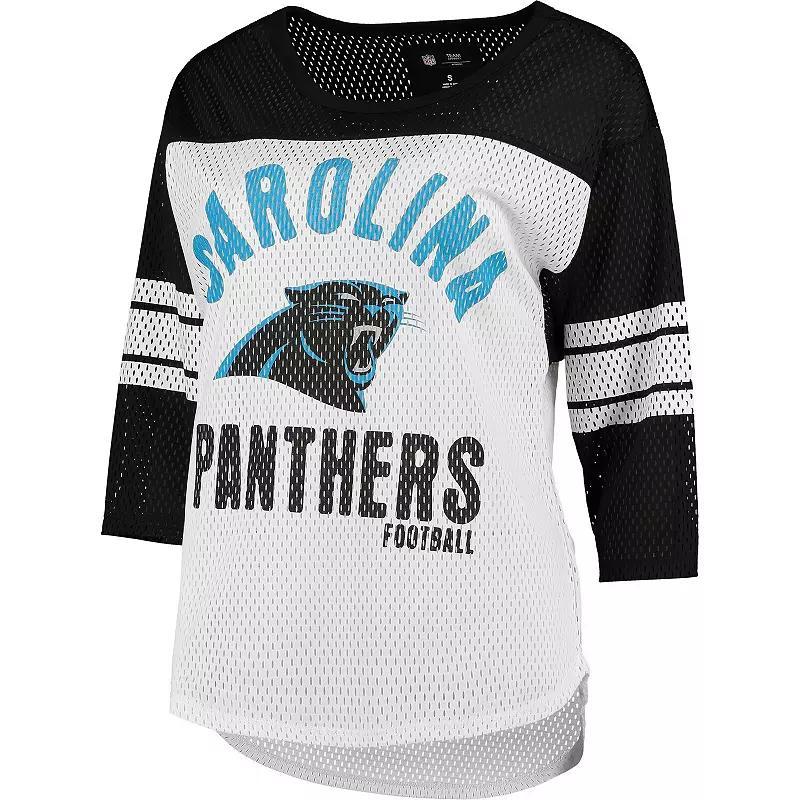 Womens G-III 4Her by Carl Banks /Black Carolina Panthers First Team 3/4-Sleeve Mesh T-Shirt Product Image