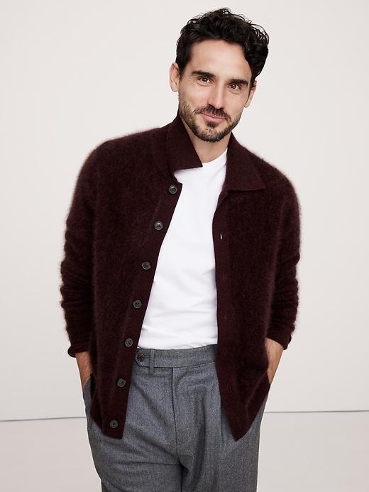 Brushed Cashmere Polo Cardigan Product Image