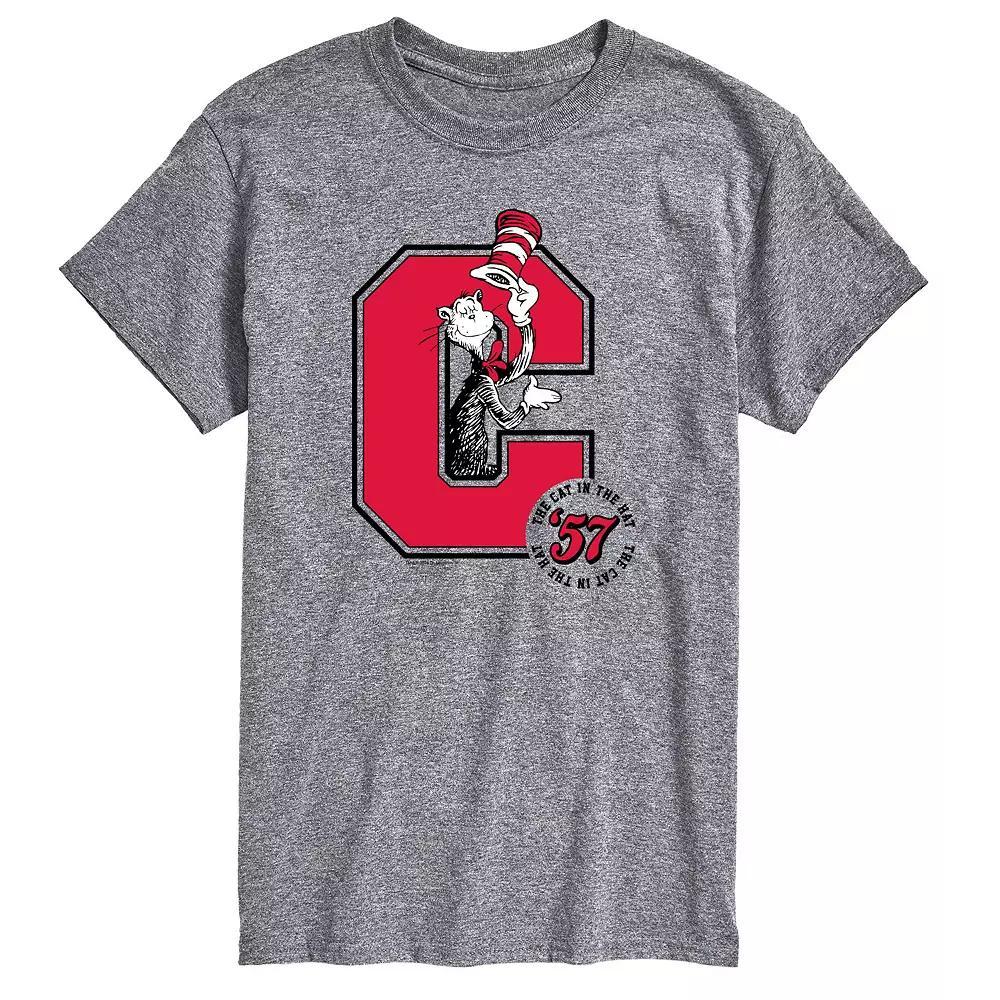 Big & Tall Dr. Seuss The Cat in the Hat Cat In The Hat Retro Graphic Tee, Mens Grey Gray Product Image