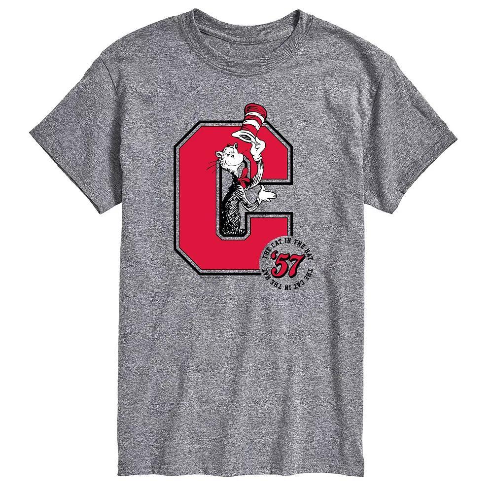 Big & Tall Dr. Seuss The Cat in the Hat Cat In The Hat Retro Graphic Tee, Mens Grey Gray Product Image