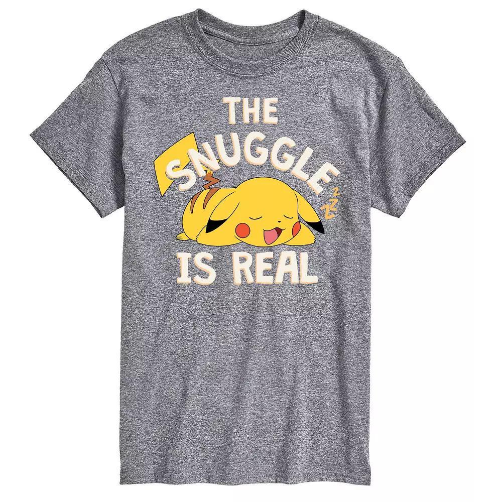 Men's Pokemon The Snuggle Pikachu Tee, Size: Medium, Athletic Grey Gray Product Image