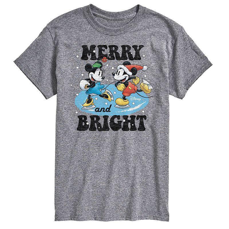 Disneys Mickey & Minnie Mouse Mens Merry And Bright Graphic Tee Product Image