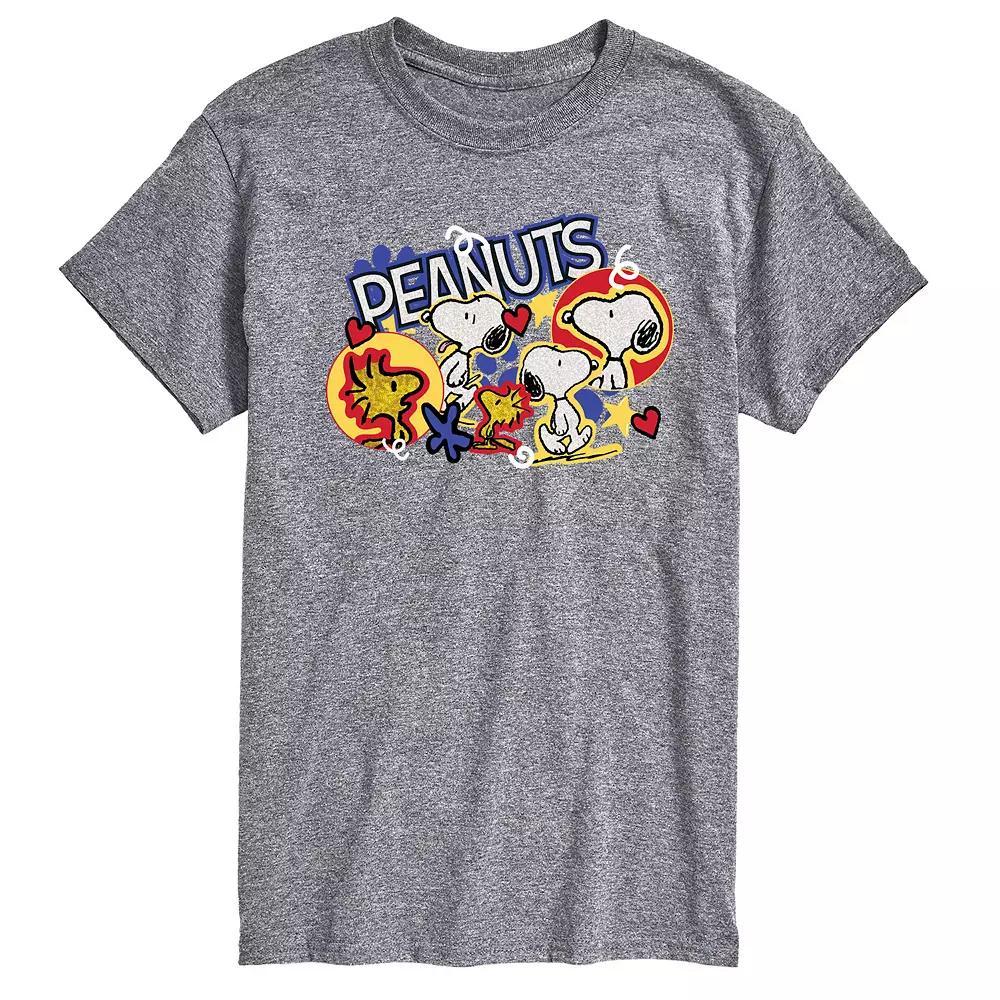 Mens Peanuts Snoopy Woodstock Graphic Tee Grey Green Product Image