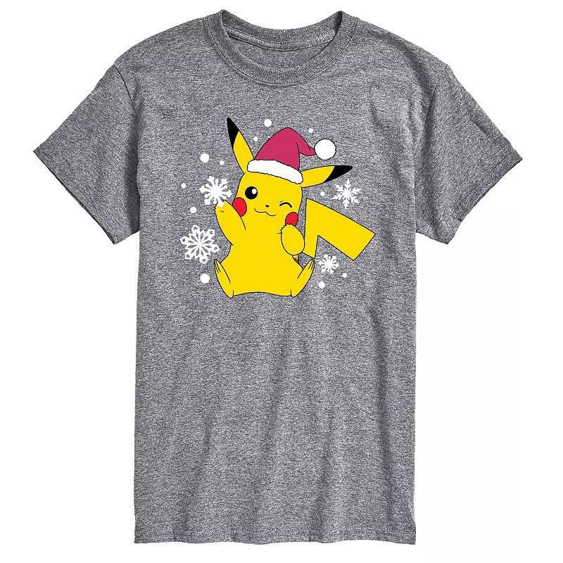 Men's Pokemon Santa Hat Snowflakes Tee, Size: Small, Grey Product Image