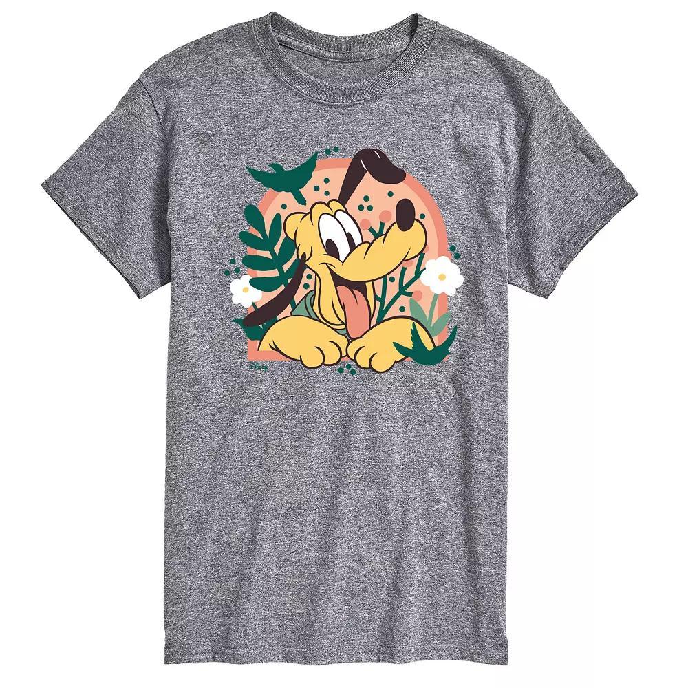 Disneys Mickey Mouse & Friends Pluto Mens Plants Graphic Tee Ivory Product Image