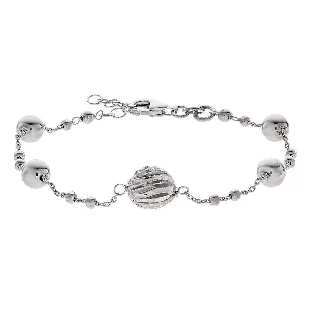 Sterling Silver Multi Diamond-Cut Beaded Bracelet, Women's, Size: 7" Product Image
