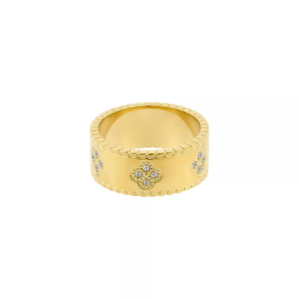Adornia Tarnish Resistant Cubic Zirconia Clover Band Ring, Women's, Size: 7, Gold Tone Product Image