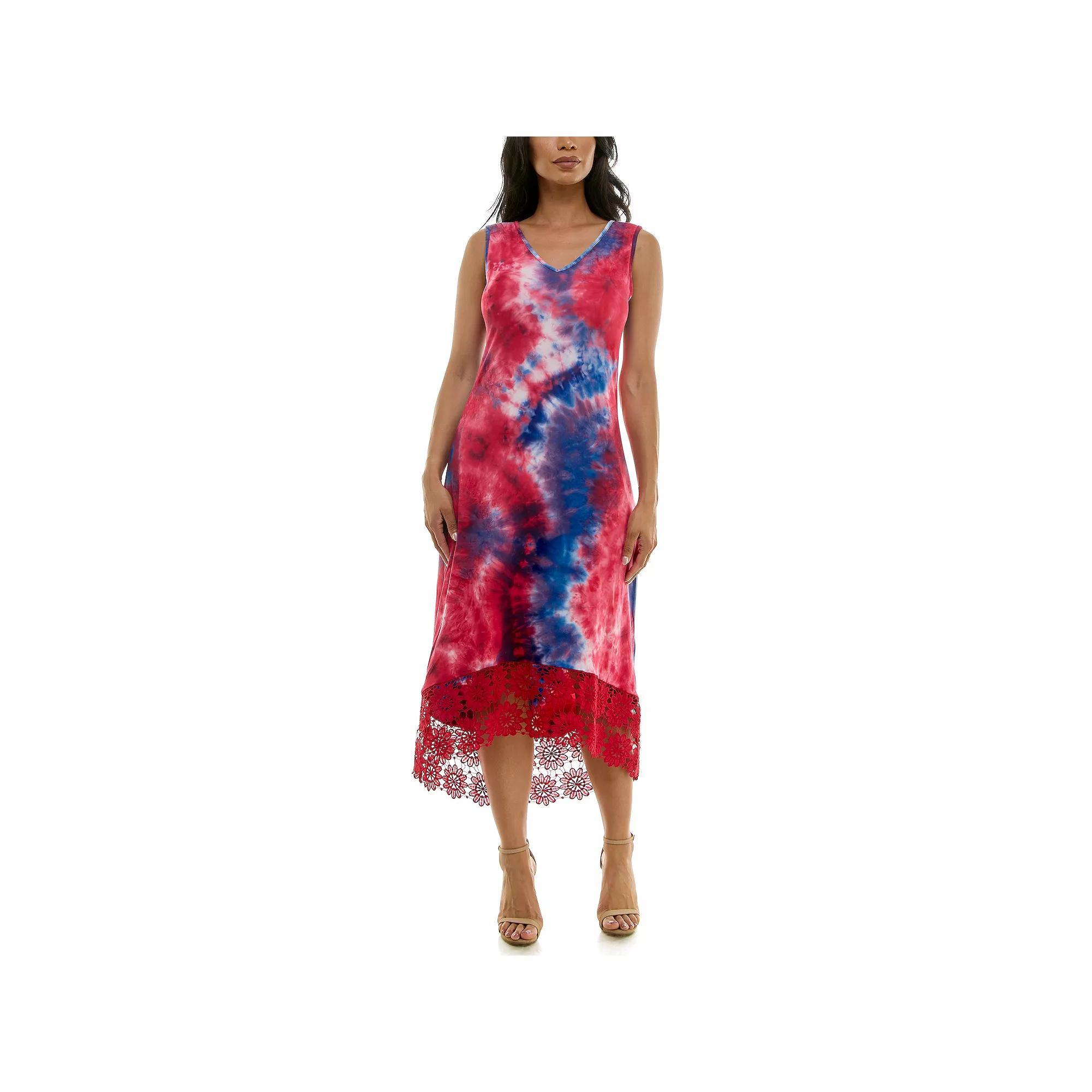 Women's Nina Leonard High-Low Midi Dress, Size: Medium, Deep  Red Product Image