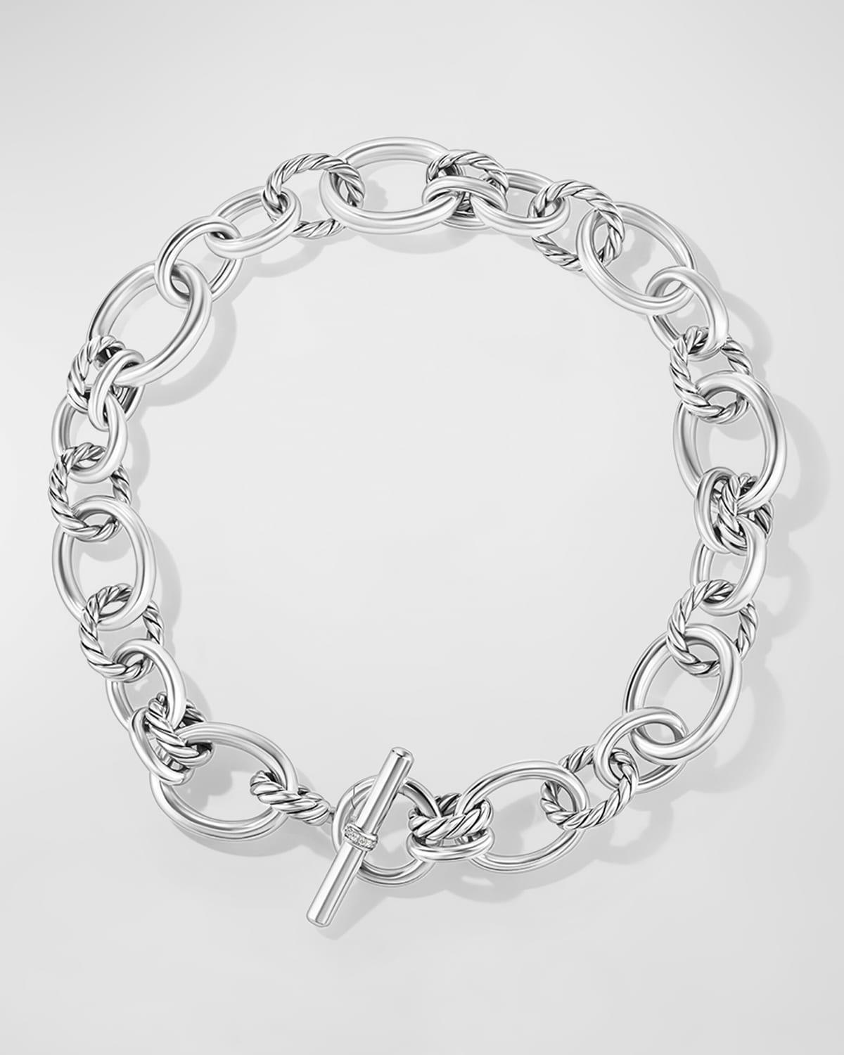 David Yurman Sterling Silver Mercer Diamond Polished Link Collar Necklace, 17 Product Image