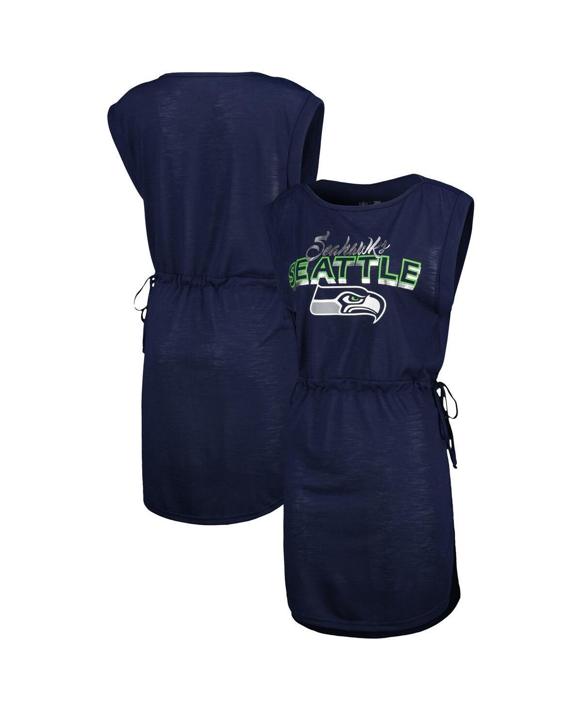 Women's G-III 4Her by Carl Banks College Navy Seattle Seahawks G.O.A.T. Swimsuit Cover-Up, Size: 2XL, Blue Product Image