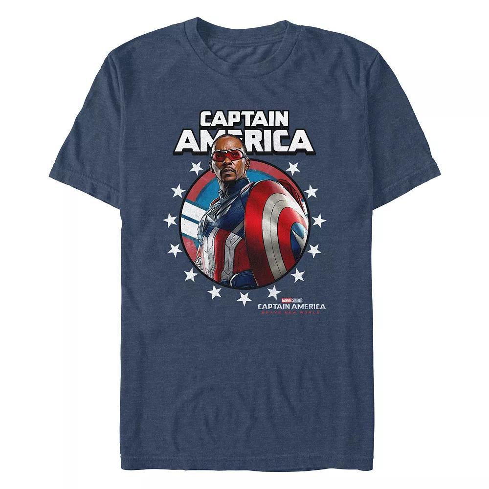 Men's Marvel Captain America Brave New World Stars Poster Graphic Tee, Size: XL, Navy Grey Product Image
