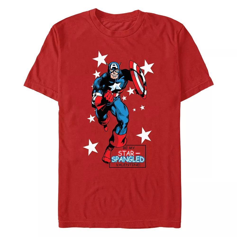 Men's Marvel Captain America Be My Star Spangled Valentine Graphic Tee, Size: XS, Red Product Image