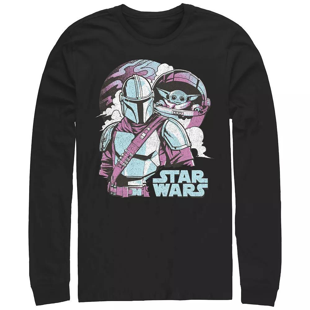 Men's The Mandalorian Mando And Grogu Pop Colors Cover Graphic Tee, Size: Large, Black Product Image