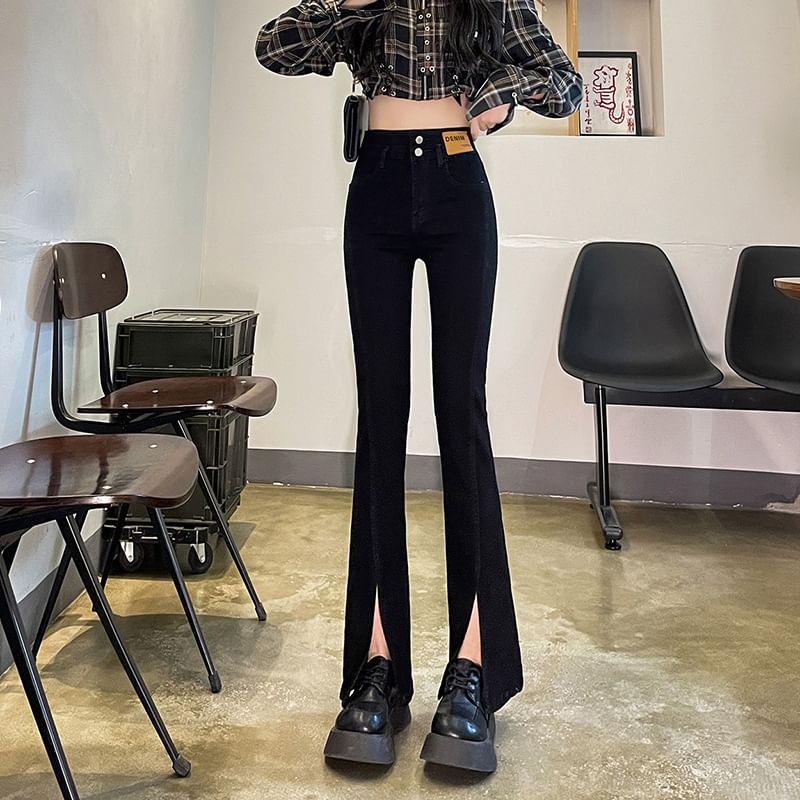 High Rise Washed Slit Bootcut Jeans (Various Designs) Product Image