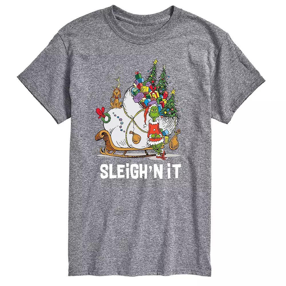 Mens Dr. Seuss The Grinch Sleighn Tee Athletic Grey Product Image