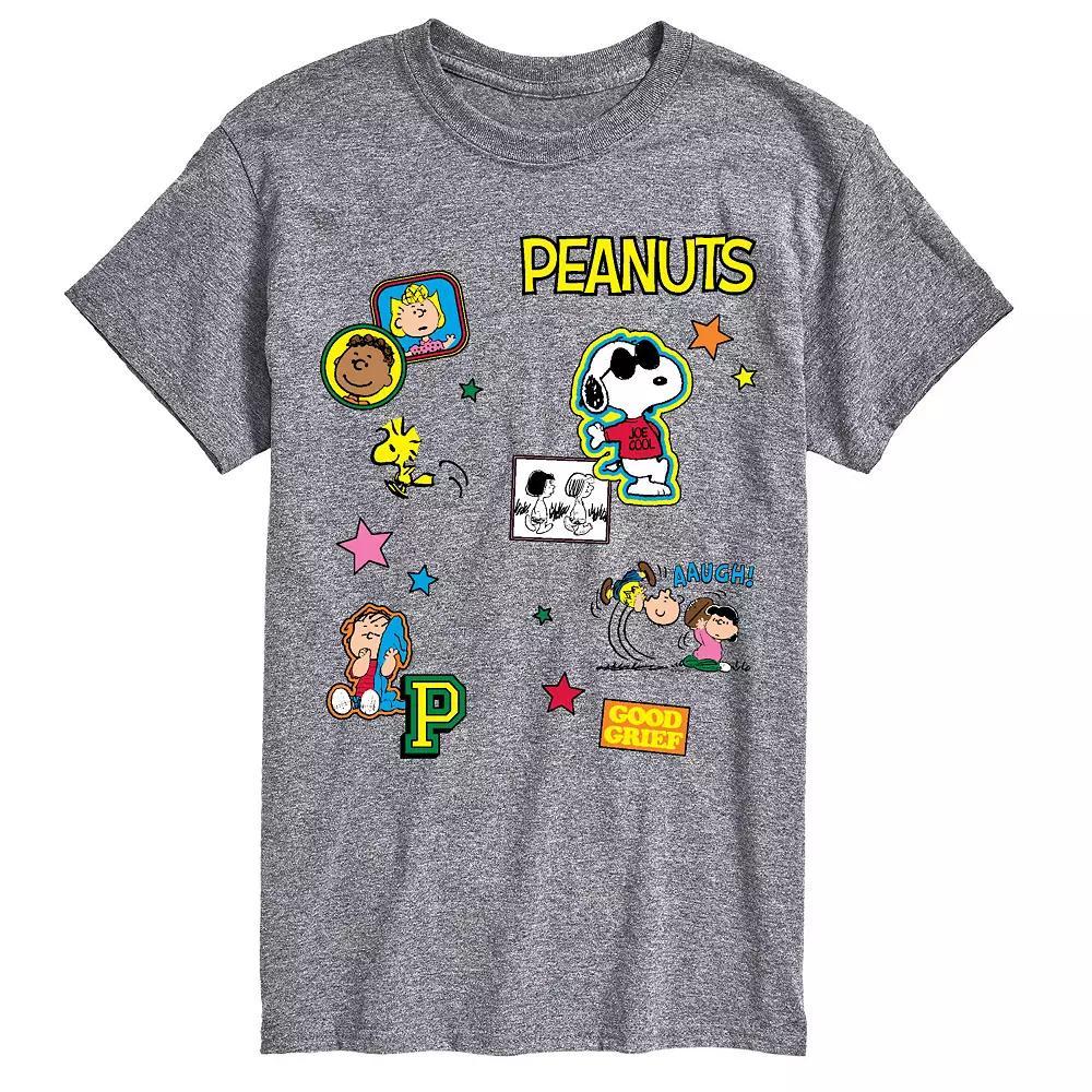 Big & Tall Peanuts Sticker Collage Graphic Tee, Mens Grey Gray Product Image