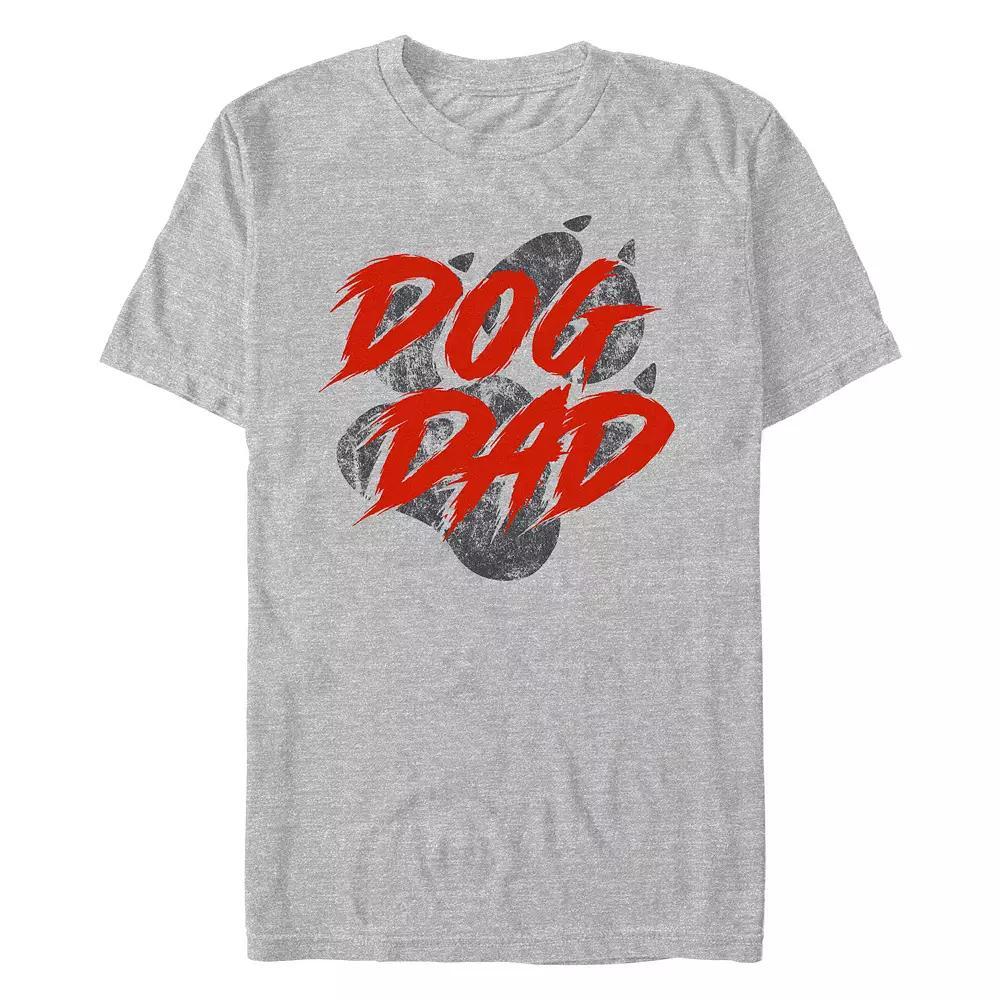Men's Dog Dad Paw Print Graphic Tee, Size: XL, Athletic Grey Product Image