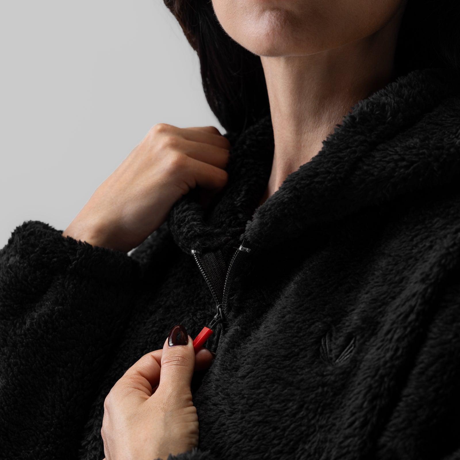 1005. Womens Sherpa Recovery Full Zip Hoodie - Black/White Product Image