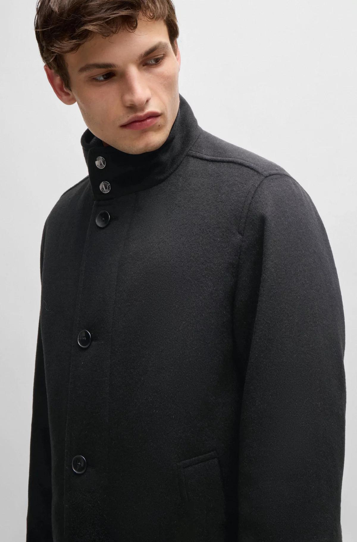 Boss Relaxed-Fit Short Coat in Virgin Wool and Cashmere Product Image