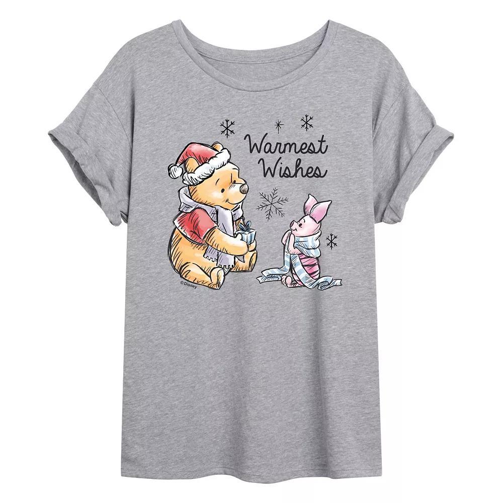 Disney's Winnie The Pooh Women's Warmest Wishes Tee, Size: Medium, Gray Product Image