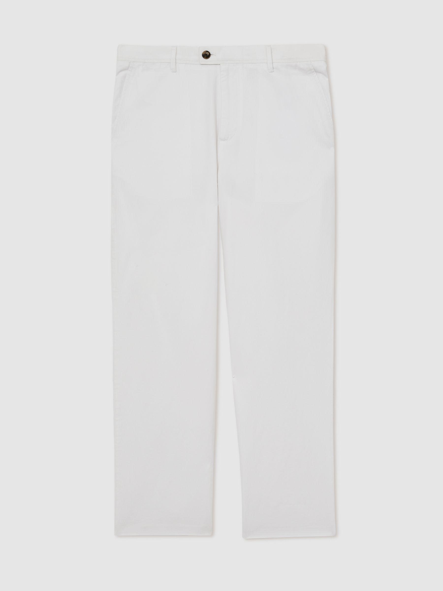 Cotton-Linen Relaxed-Fit Trousers in White Product Image