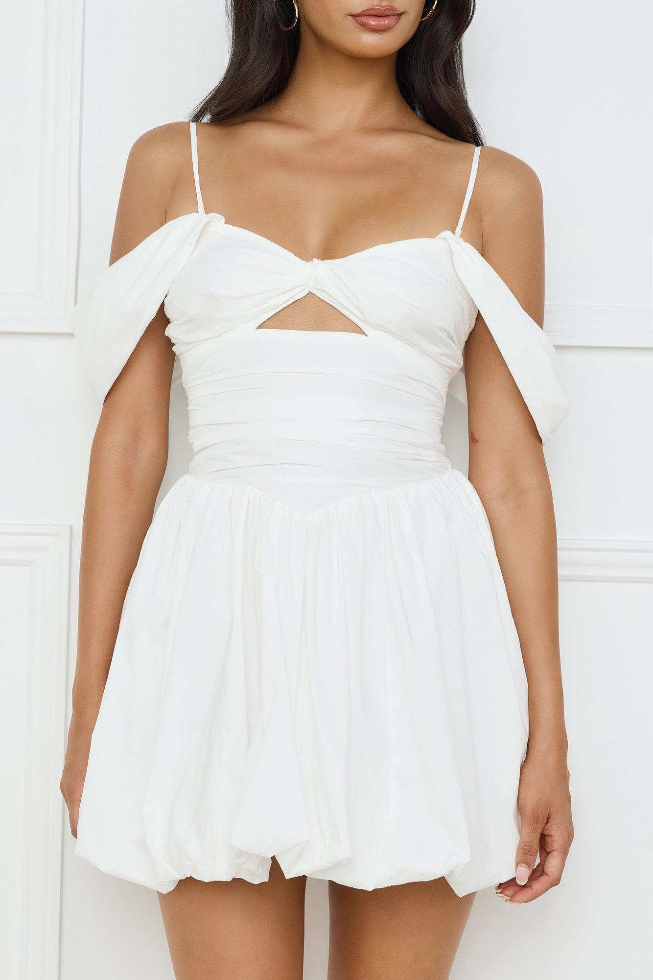 Poolside Perfect Off Shoulder Bubble Mini Dress White Product Image