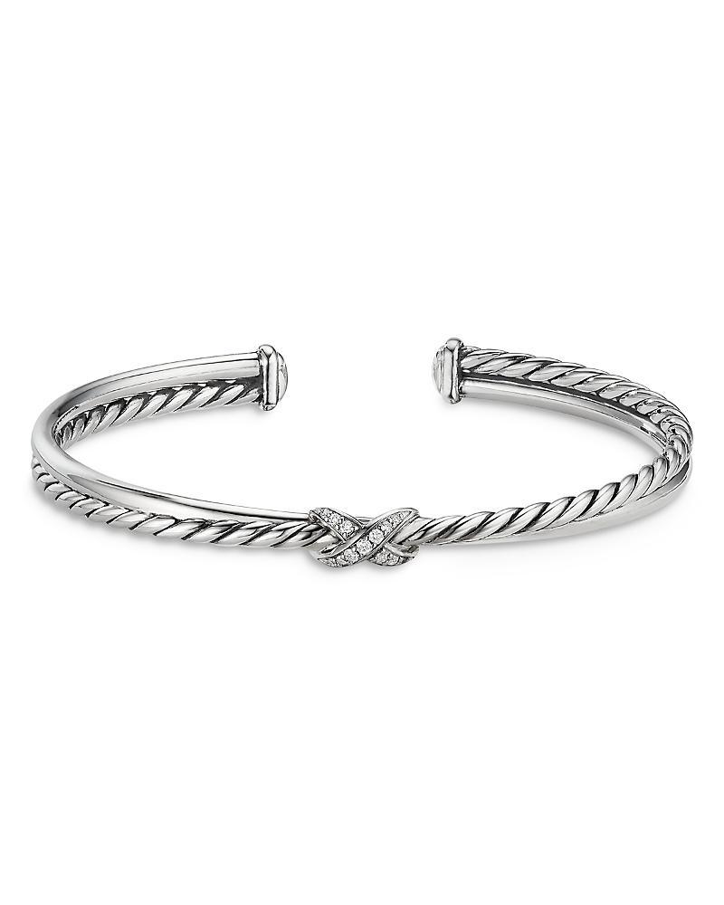 David Yurman Sterling Silver Petite X Diamond Cuff Bracelet Product Image