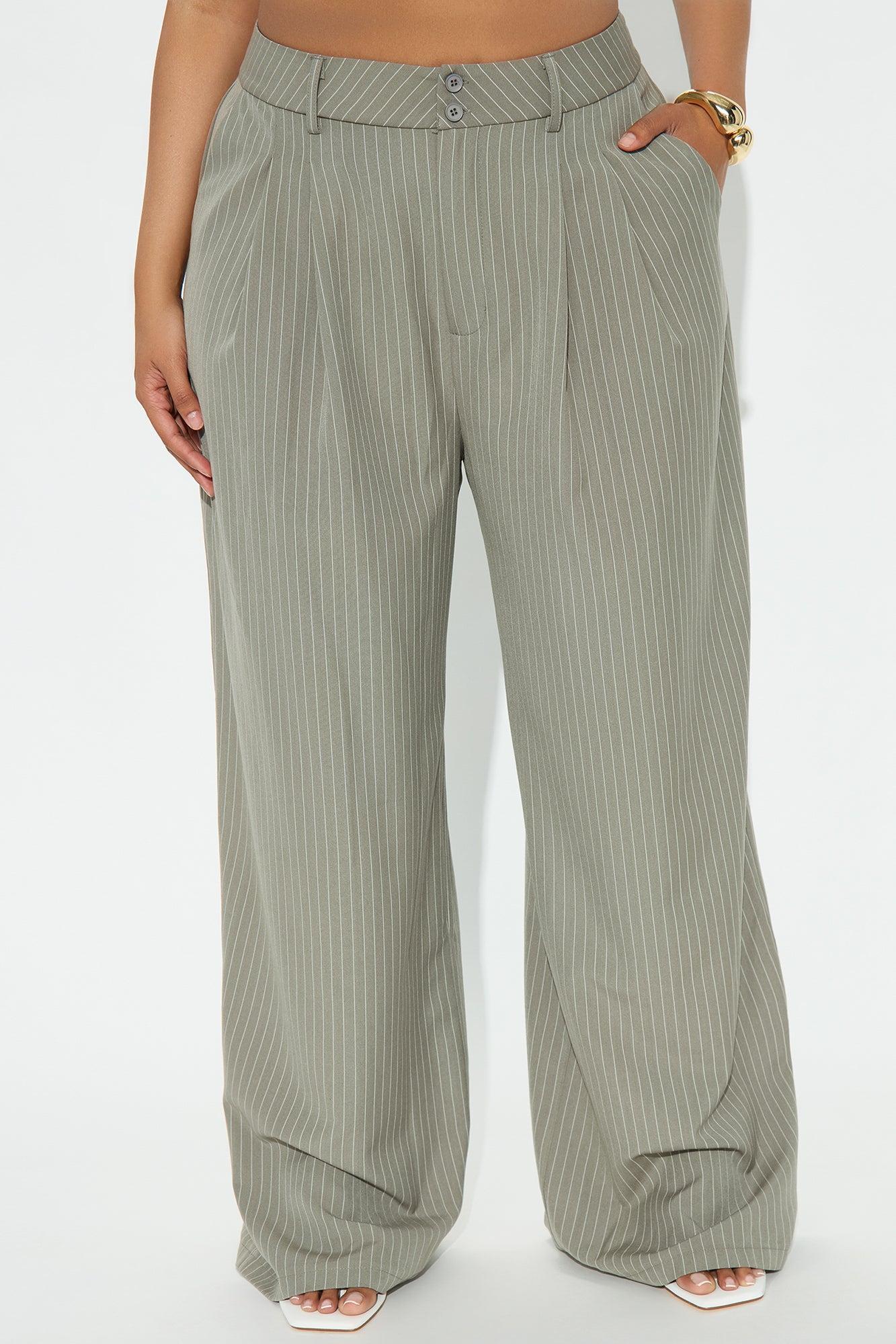Office Meetings Crepe Wide Leg Pinstripe Trouser - Charcoal Product Image