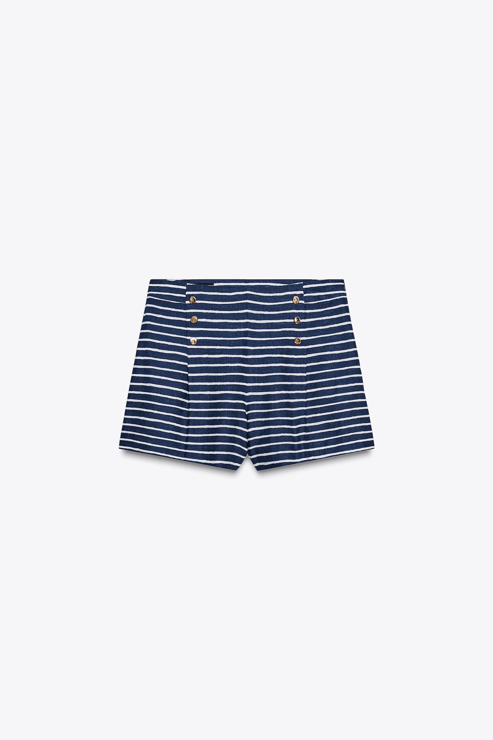 STRIPED LINEN SHORTS Product Image
