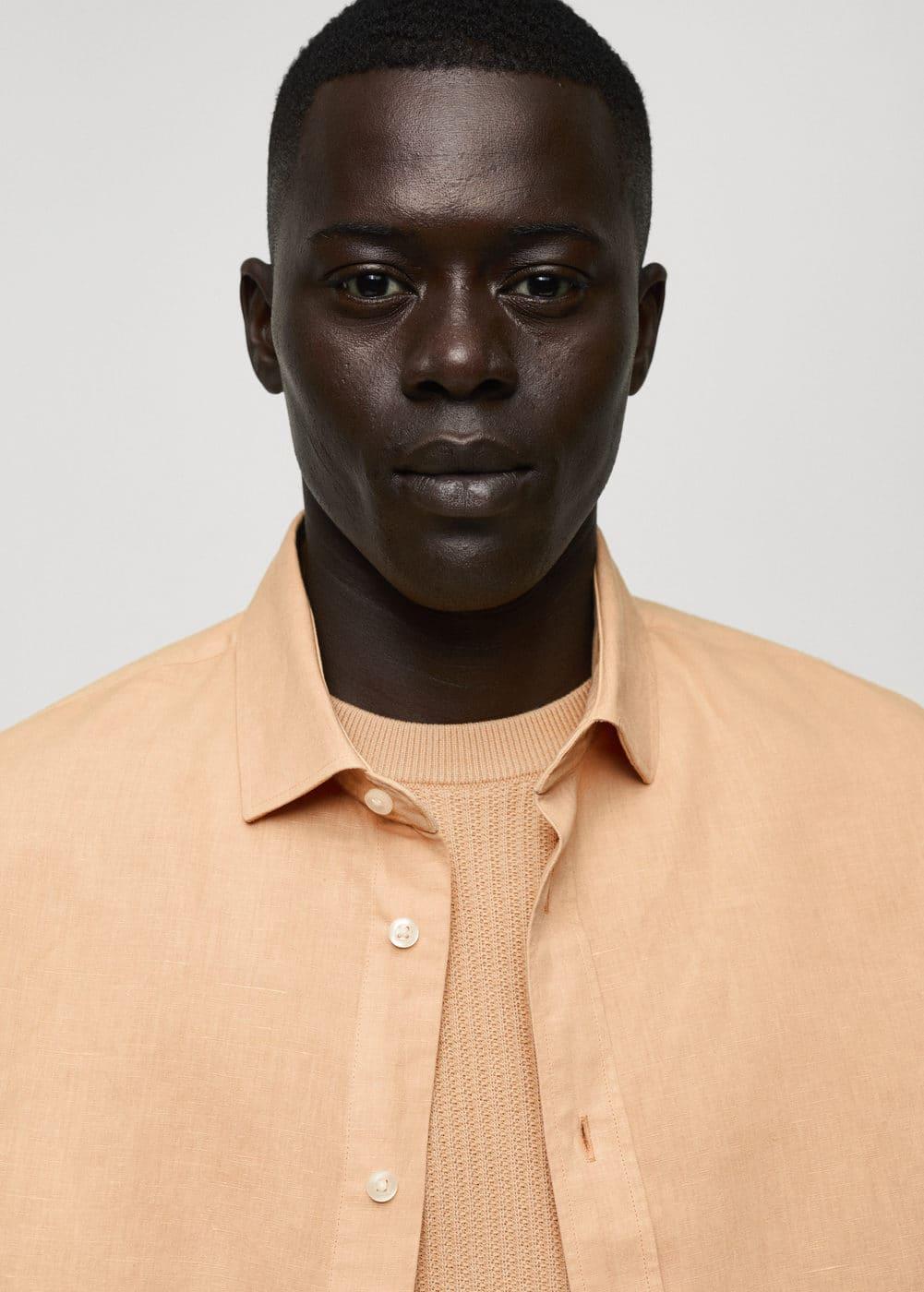 Mango Mens Slim Fit Linen Blend Shirt Product Image