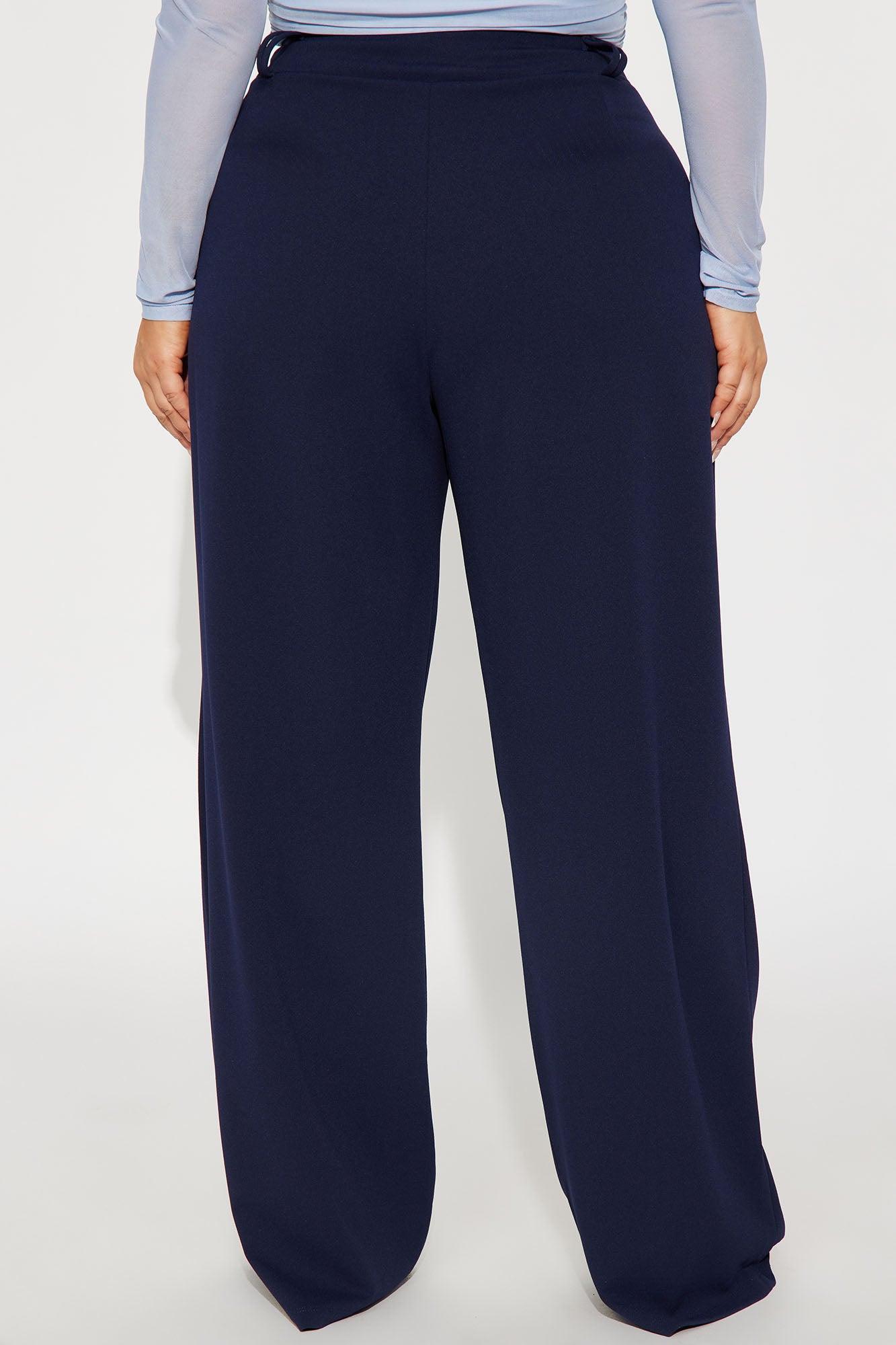 Late To The Meeting Wide Leg Trouser Pant - Navy Product Image