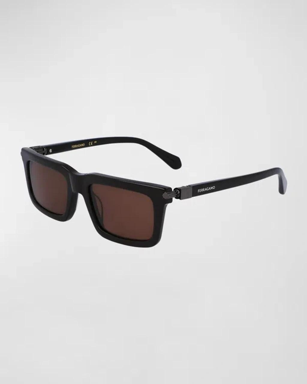 FERRAGAMO Men's Prisma Modified Acetate Rectangle Sunglasses, 53mm In Black Product Image