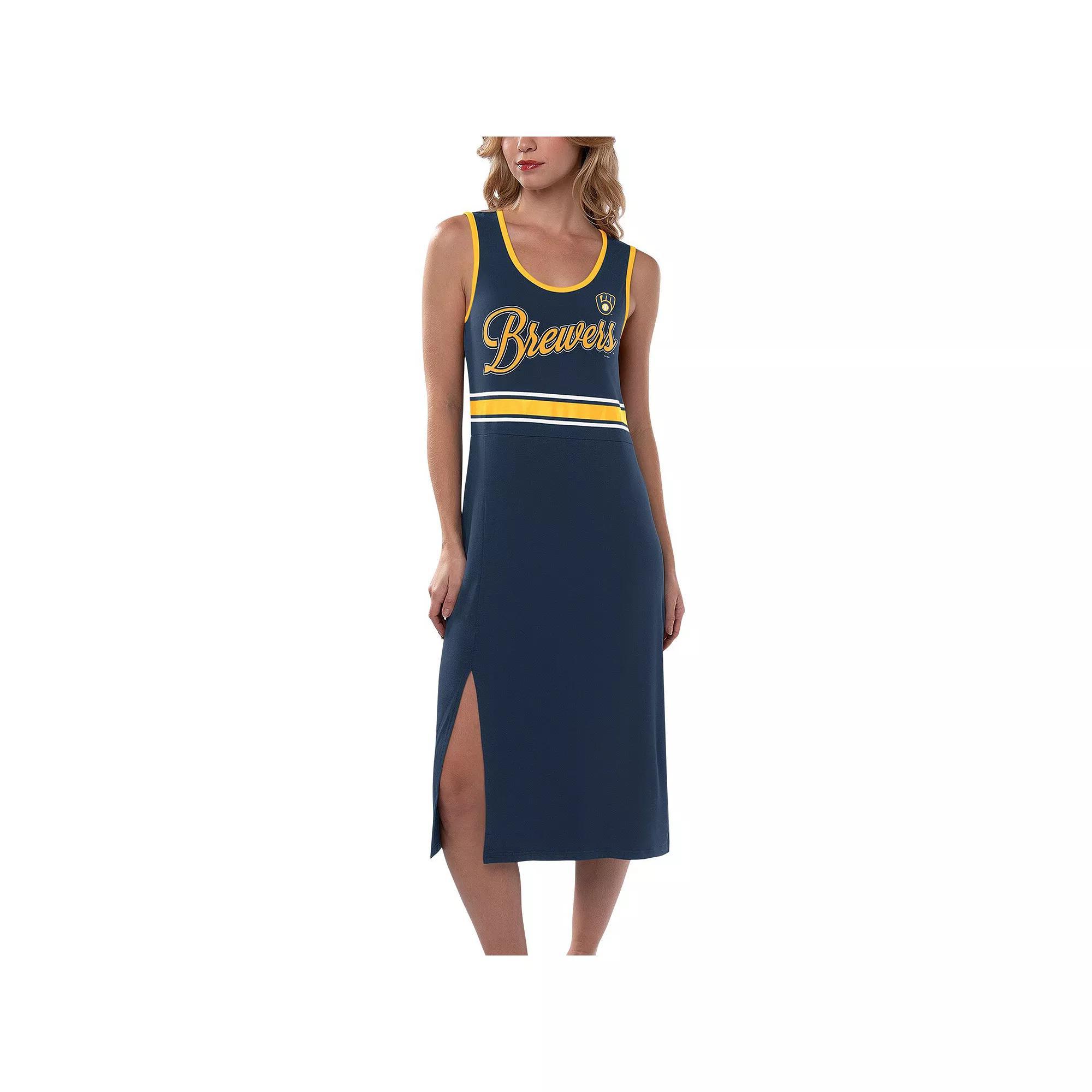 Women's G-III 4Her by Carl Banks Navy Milwaukee Brewers Main Field Maxi Dress, Size: Large, Blue Product Image