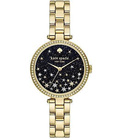 kate spade new york Womens Holland Three-Hand Black Leather Strap Watch Product Image