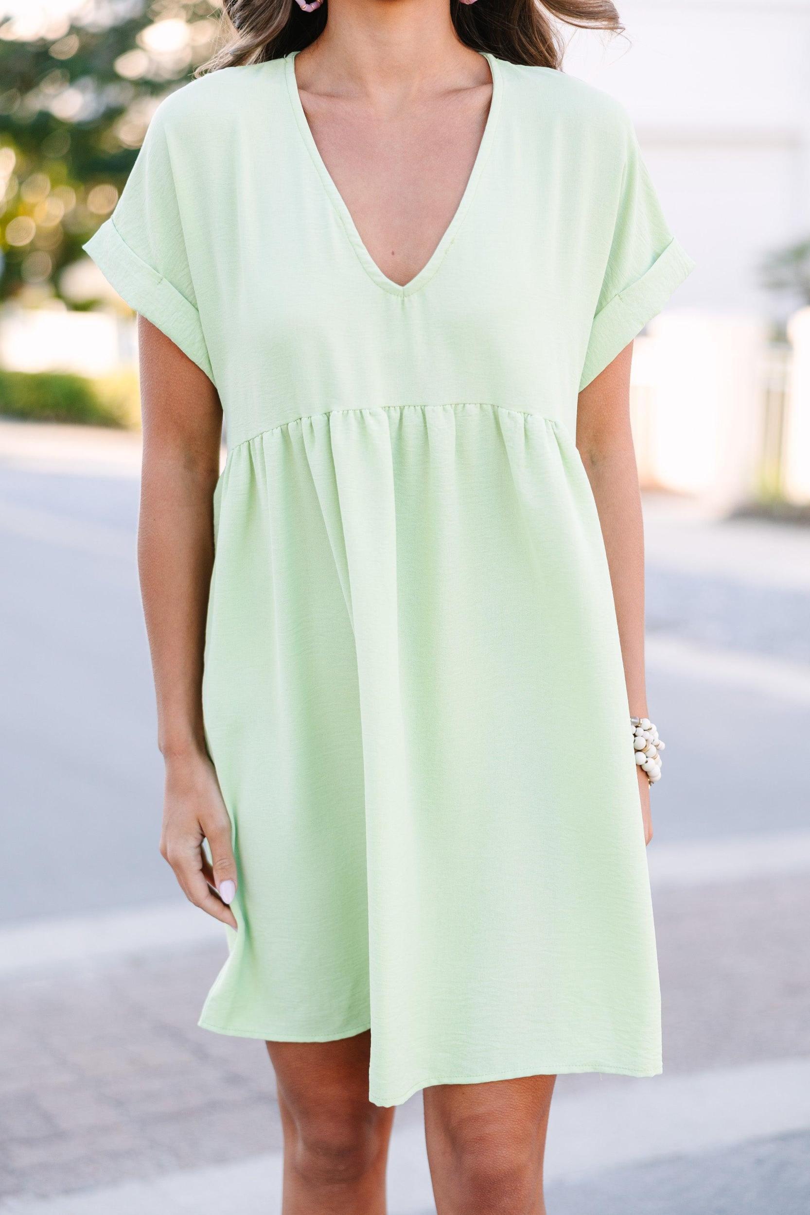 Full Of Joy Melon Green Babydoll Dress Female Product Image