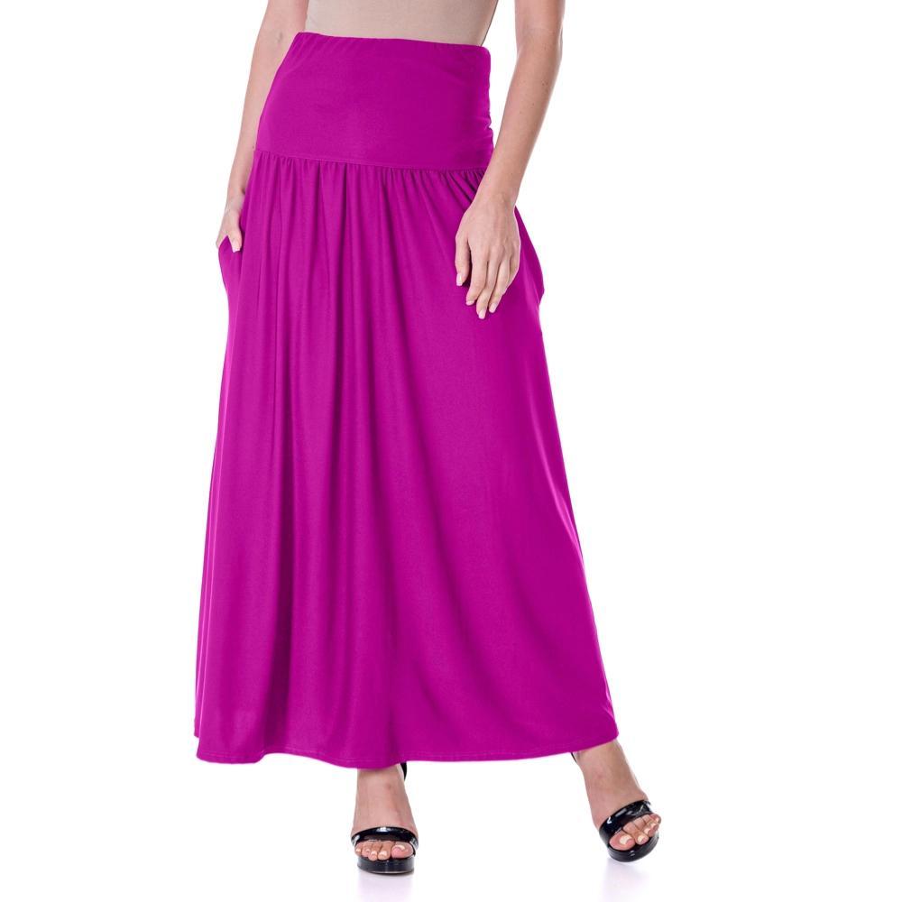Women's 24Seven Comfort Apparel Foldover Maxi Skirt With Pockets, Size: Medium, Green Product Image