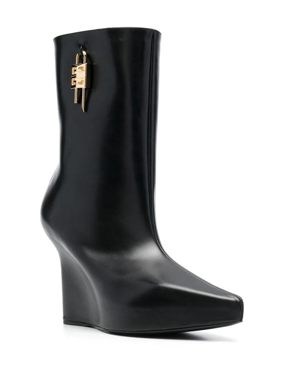 GIVENCHY Lock Wedge Ankle Boots In Black Product Image