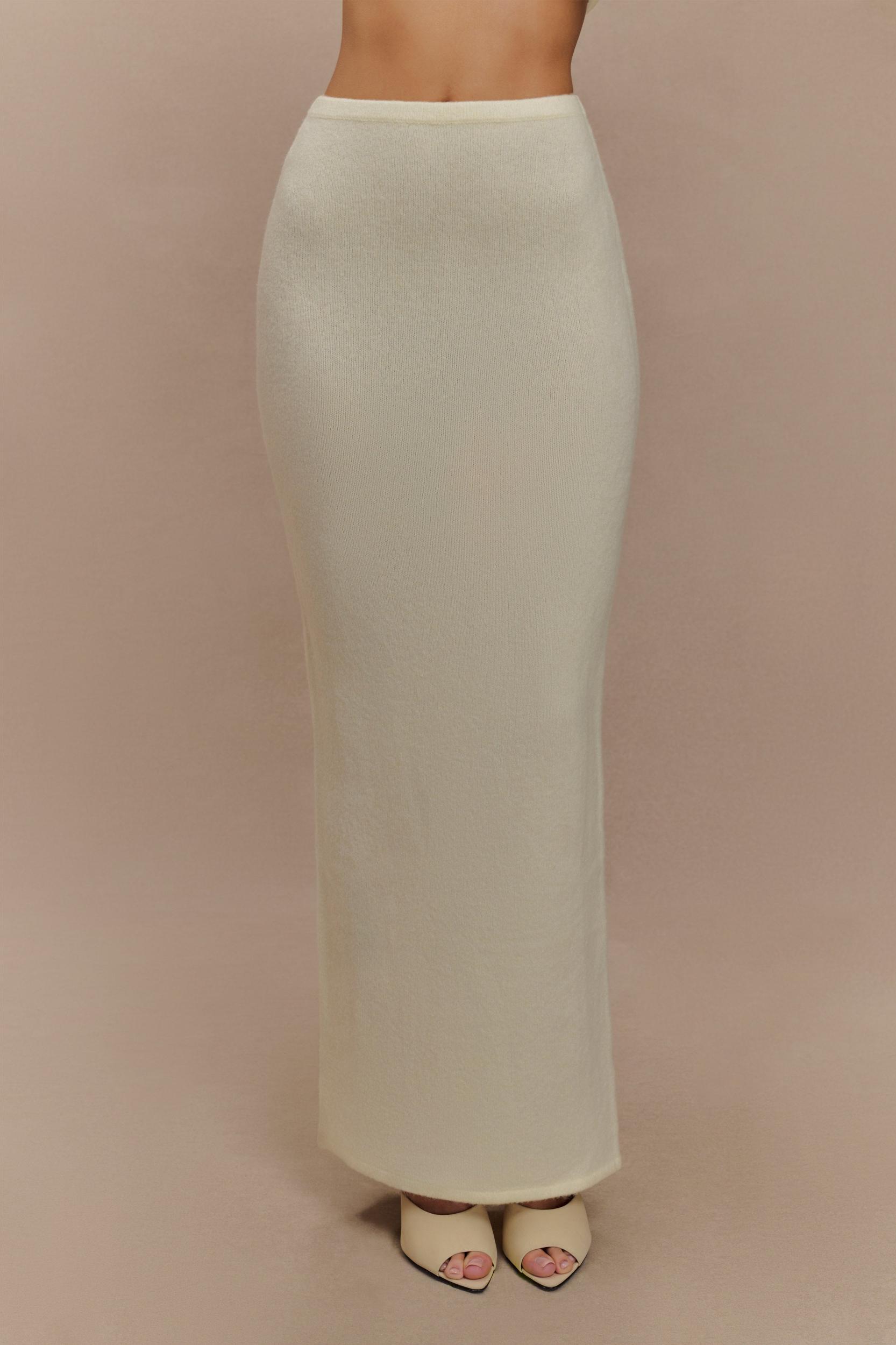 Elise Knit Maxi Skirt - Ivory Marle Product Image
